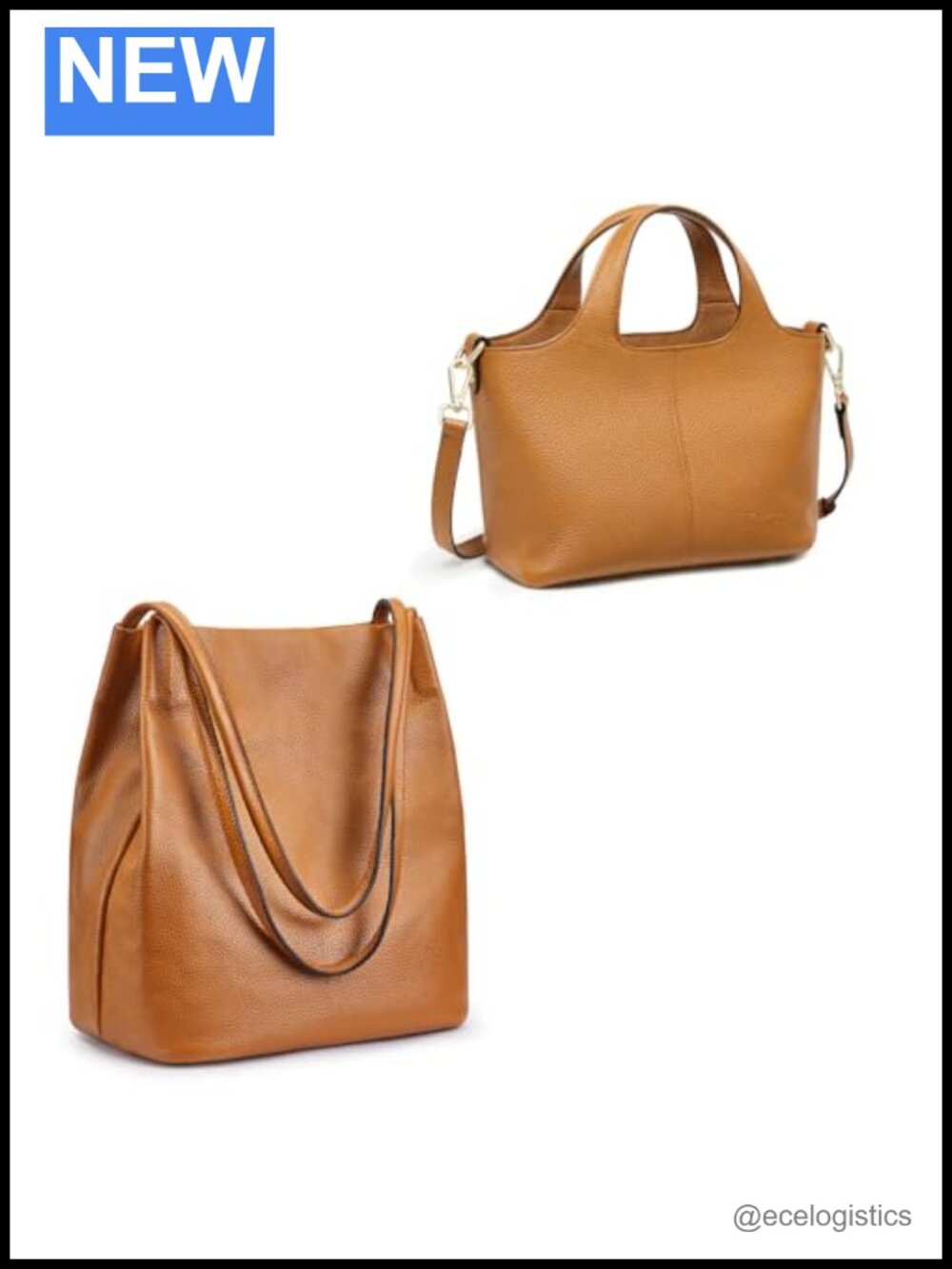 Women's Genuine Leather Tote Shoulder Bag Purse with Gold Hardware